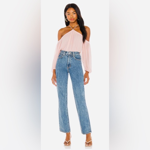 NWT 1. State Revolve Off the Shoulder Sheer Crepe Chiffon Top Pink Taffeta Small - Picture 4 of 16